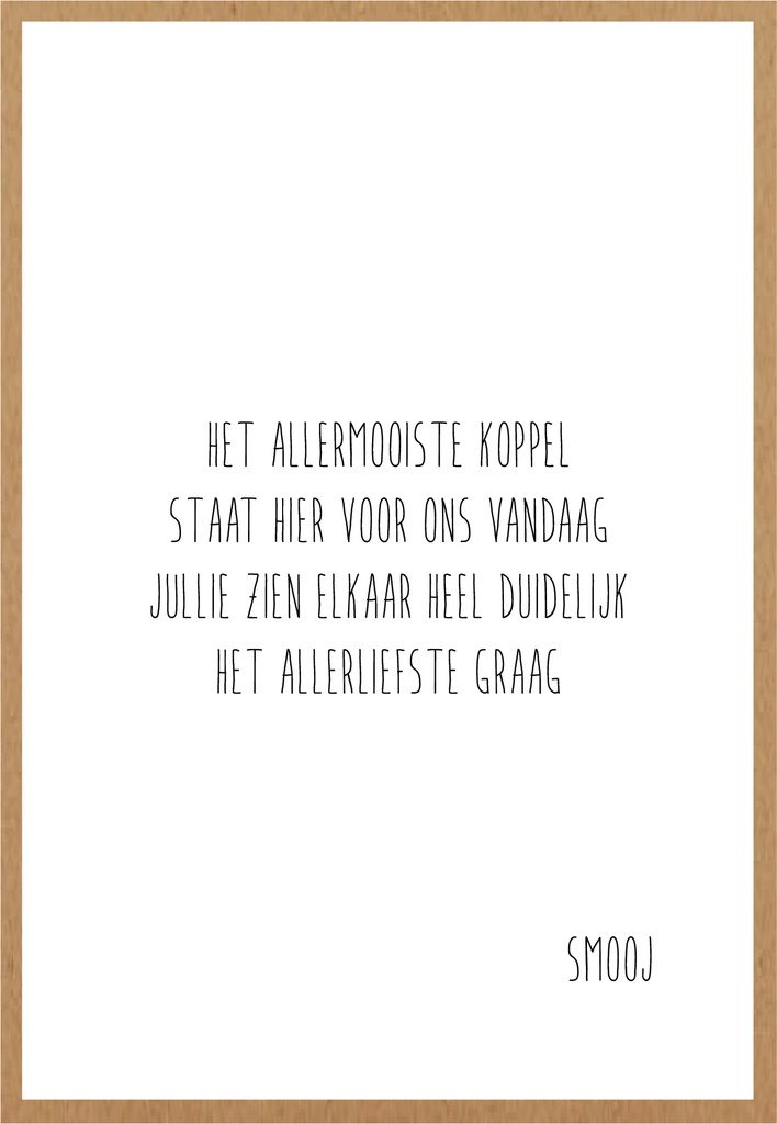 Het allermooiste koppel staat hier voor ons vandaag