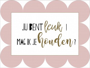 Jij bent leuk, mag ik je houden ?