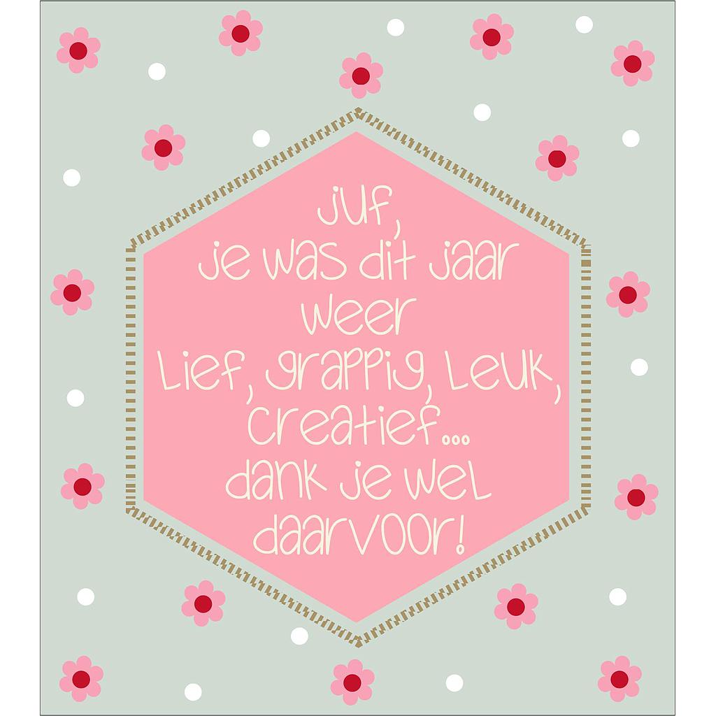 juf, je was dit jaar weer lief, grappig, leuk, .....