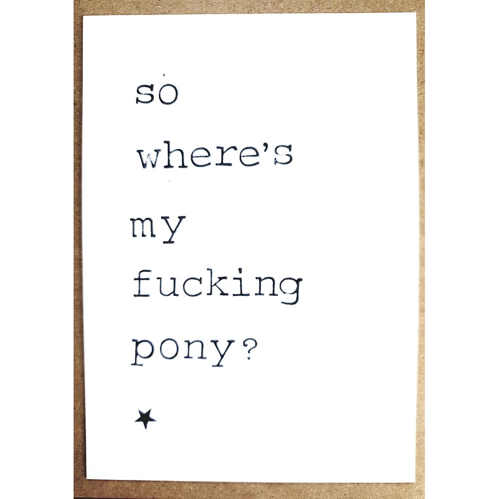So where's my fucking pony?