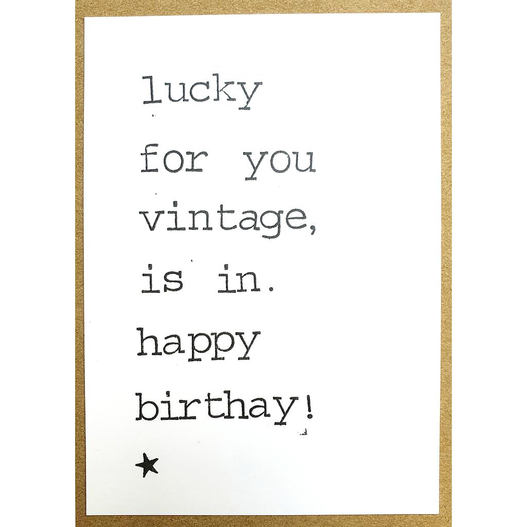 lucky for you vintage, is in. happy birthday !