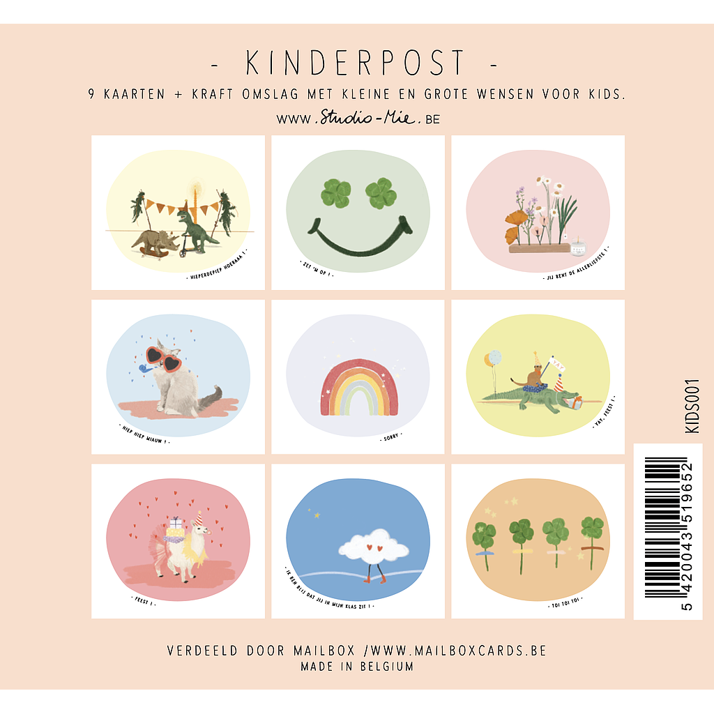 Kinderpost Kelly Marie 9 kaarten+omslag