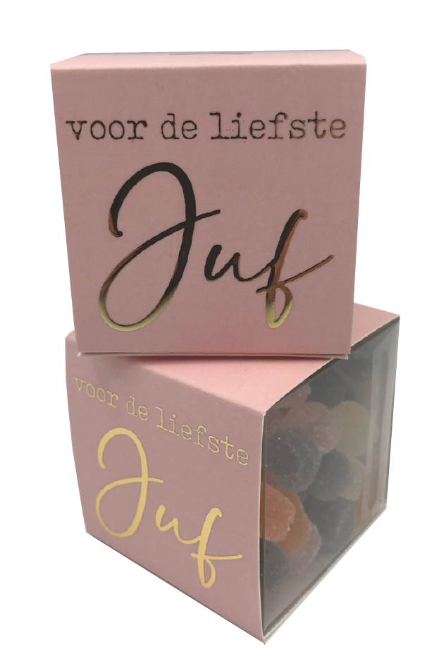doosje gevuld met 120 gr voor de liefste juf