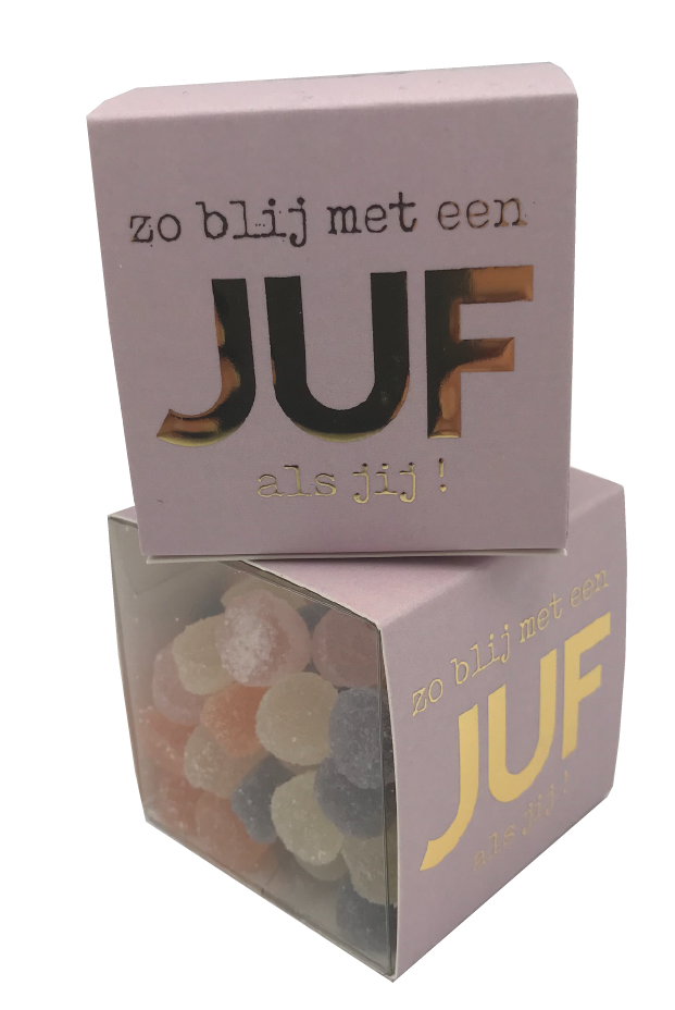 doosje gevuld met 120 gr zo blij met een juf als jij