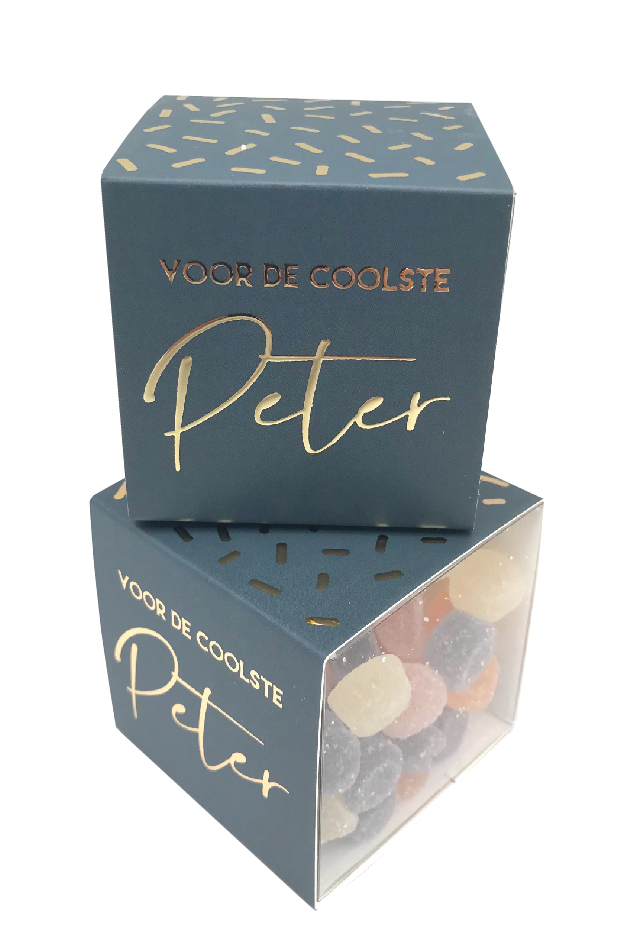 doosje gevuld met 120 gr Voor de coolste peter