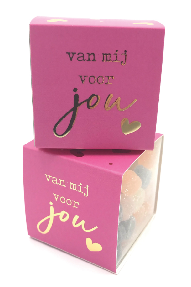 doosje gevuld met 120 gr Van mij voor jou