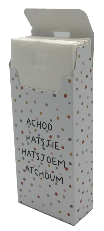 Zakdoekdoosje achoo/hatsjie hatsjoem/atchoum