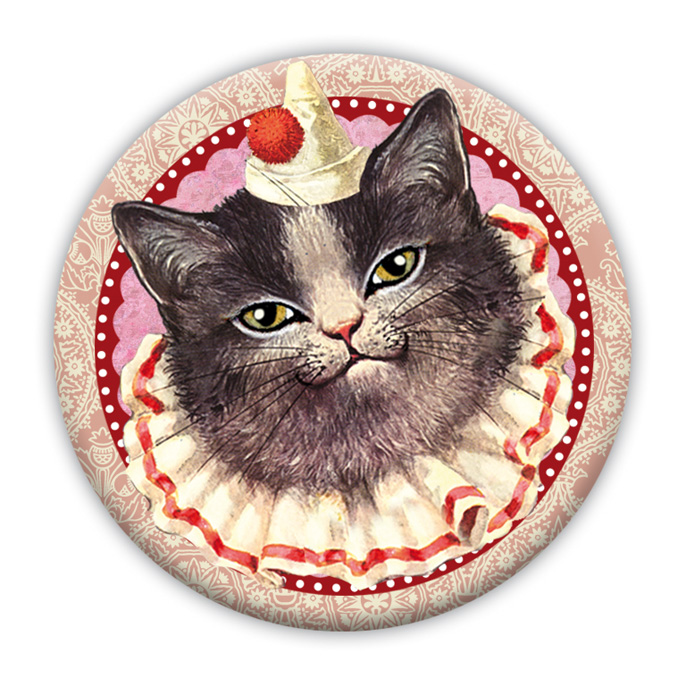 magneet kat met feesthoedje