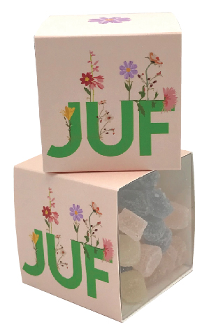 doosje gevuld met 120 gr Juf