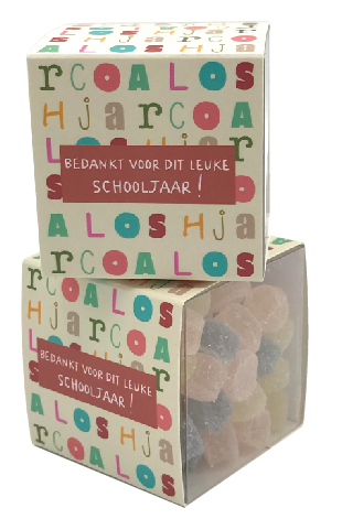 doosje gevuld met 120 gr Bedankt voor dit leuke schooljaar