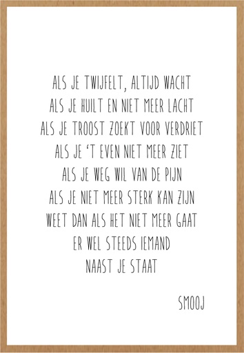 [SMJ024] Als je twijfelt, altijd wacht, als je huilt en niet meer lacht