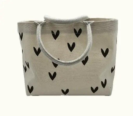 [CBK001] Canvasbag hartjes/coeurs 320x140x280